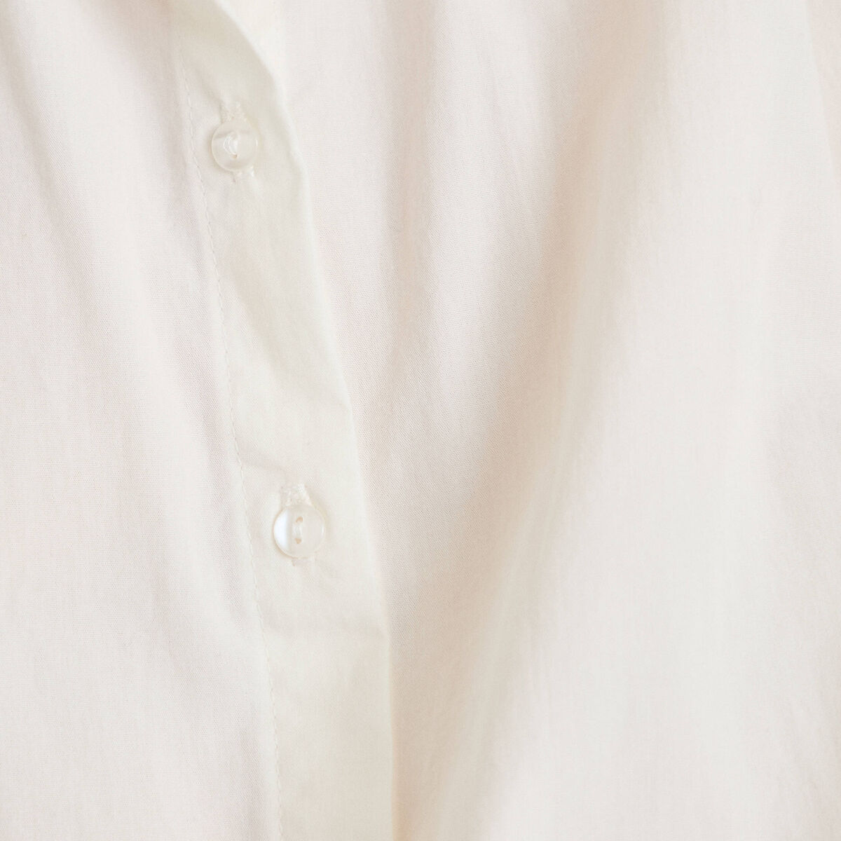 Chemise effet boule col am&eacute;ricain ecru femme