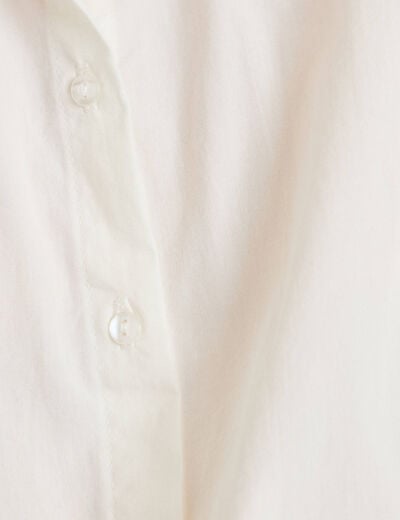 Chemise effet boule col am&eacute;ricain ecru femme