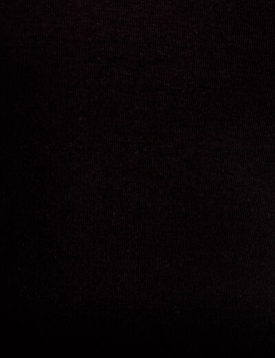 T-shirt ajust&eacute; col v manches courtes noir femme
