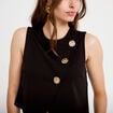 Top ajust&eacute; court sans manches col rond noir femme
