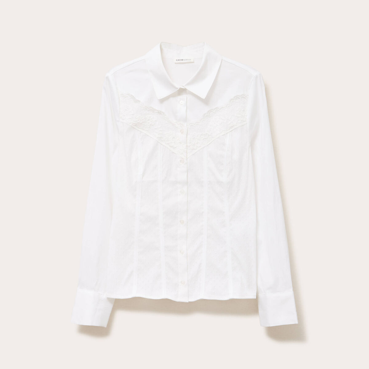 Chemise cintr&eacute;e mi-longue blanc femme