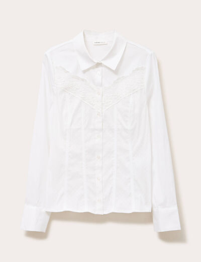 Chemise cintr&eacute;e mi-longue blanc femme