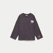 Sweat oversize col rond manches longues gris fonc&eacute; femme