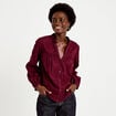 Blouse droite col rond manches longues bordeaux femme