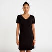 Robe droite courte en maille col rond noir femme