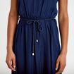 Robe longue &eacute;vas&eacute;e col v bretelles bleu marine femme