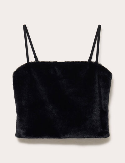 D&eacute;bardeur fausse fourrure noir femme