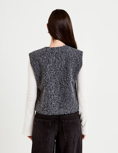 Gilet sans manches gris fonc&eacute; femme