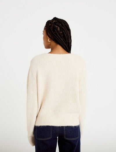 Gilet court avec boutons coeur sable femme