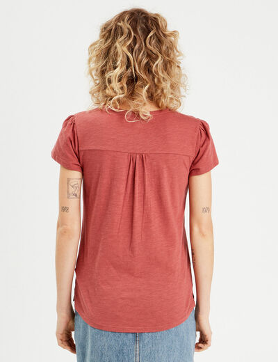 T-shirt boutonn&eacute; sur le devant vieux rose femme