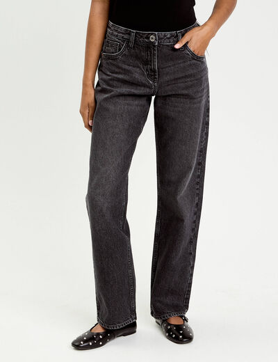 Jeans droit 5 poches denim snow noir femme