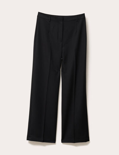 Pantalon large taille haute noir femme