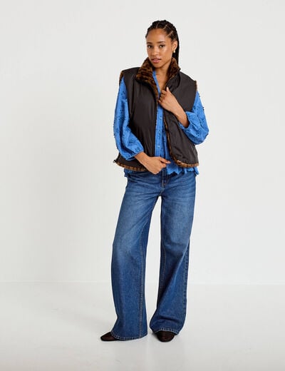 Veste r&eacute;versible sans manches noir femme
