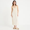 Robe bi-mati&egrave;re col v bretelles fines ecru femme