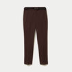 Pantalon cigarette ceintur&eacute; marron fonc&eacute; femme