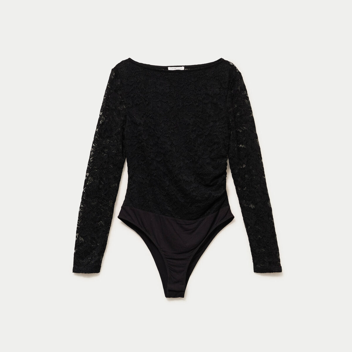 Body ajust&eacute; dentelle col bateau noir femme