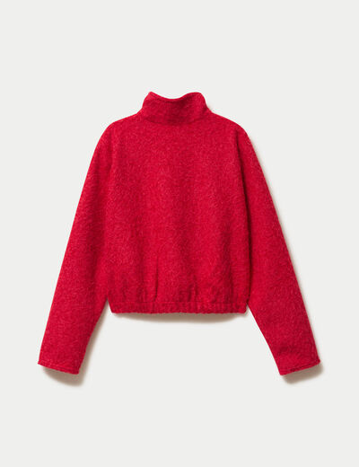 Veste zipp&eacute;e effet polaire rouge femme