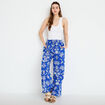 Pantalon large taille standard pliss&eacute; bleu roi femme