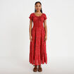 Robe longue &eacute;vas&eacute;e col carr&eacute; rouge femme