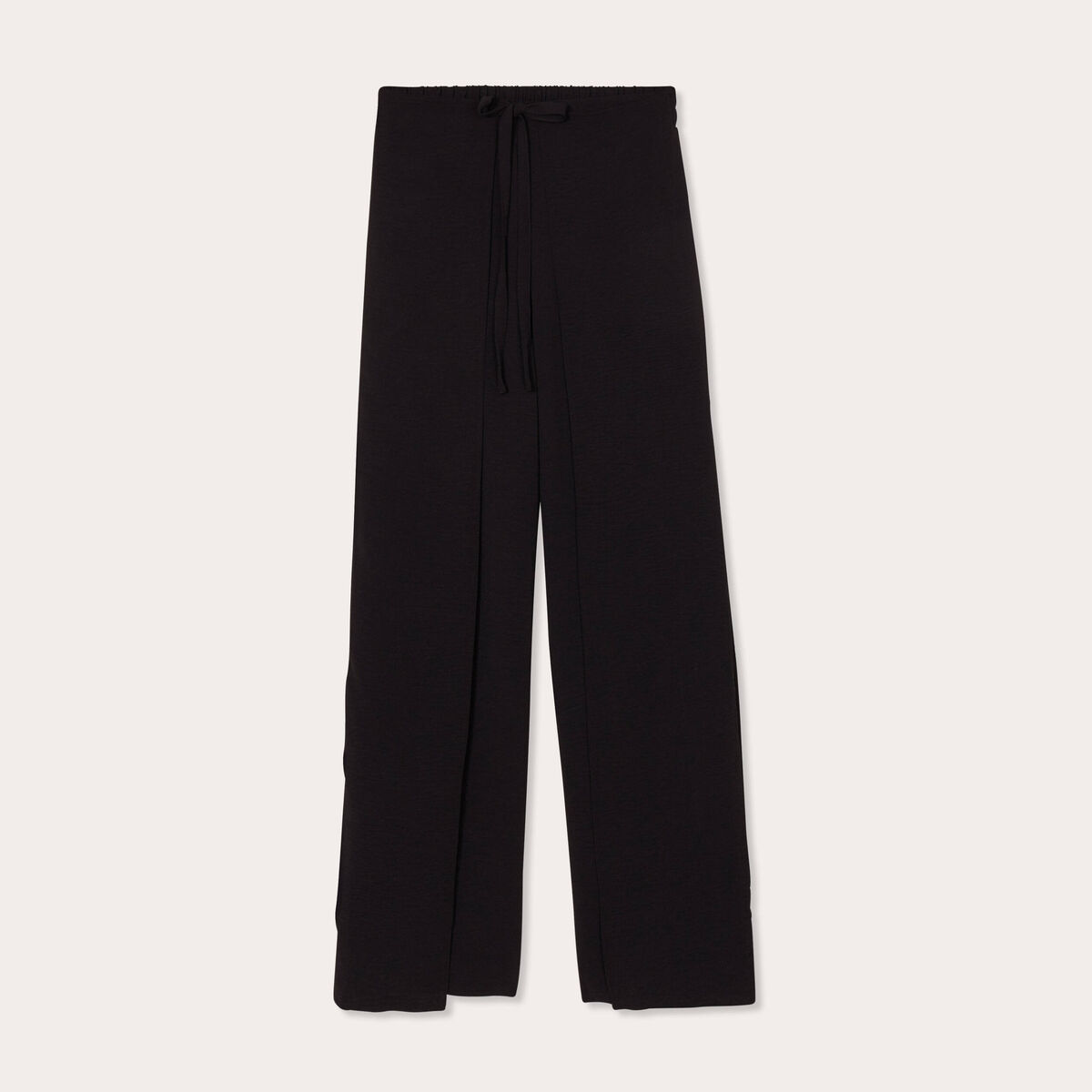 Pantalon large taille haute fluide noir femme
