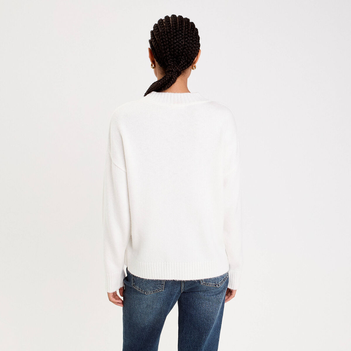 Pull manches longues ecru femme