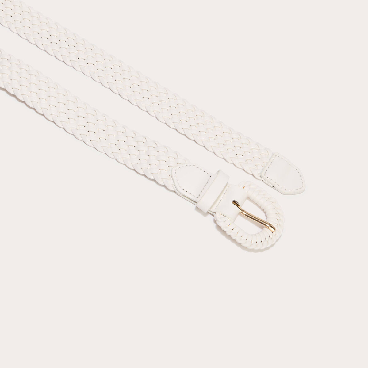 Ceinture large tress&eacute;e chin&eacute;e ecru femme