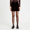Short large en velours marron fonc&eacute; femme