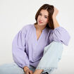 Blouse vichy brod&eacute;e violet femme