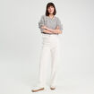 Pantalon city large ecru femme