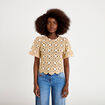 T-shirt manches courtes aspect dentelle sable femme