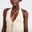 Top ajour&eacute; ecru femme