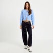 Gilet court nou&eacute; bleu ciel femme