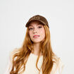 Casquette en velours marron fonc&eacute; femme