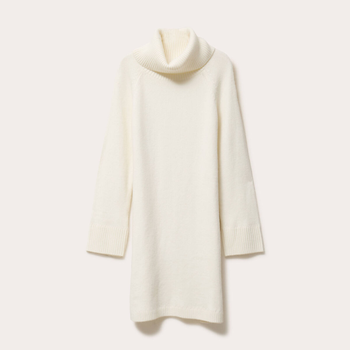 Robe pull col roul&eacute; ecru femme