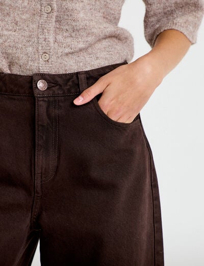 Jean barrel taille standard marron fonc&eacute; femme