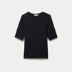 T-shirt ajust&eacute; col rond manches courtes noir femme
