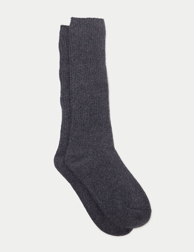 Chaussettes hautes gris fonc&eacute; femme