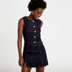 Jupe-short trap&egrave;ze en jean denim brut femme