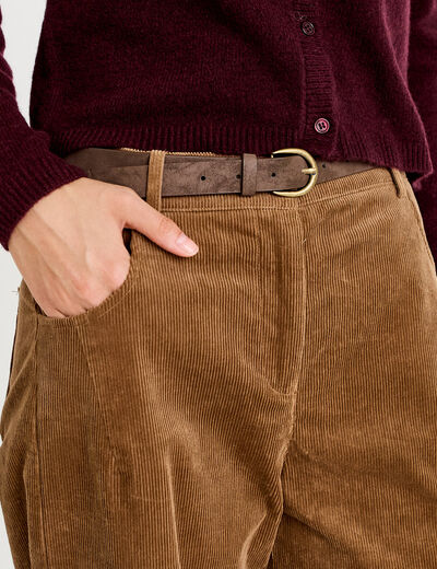 Pantalon barrel ceinture amovible taupe femme