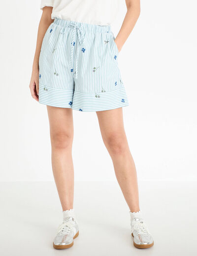 Short flare brod&eacute; Bridgerton bleu clair femme