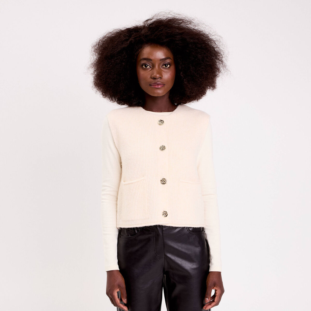 Gilet sans manches ecru femme