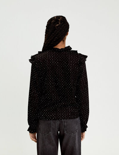 Blouse &agrave; volants noir femme