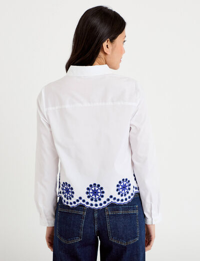 Chemise col classique avec broderie ecru femme