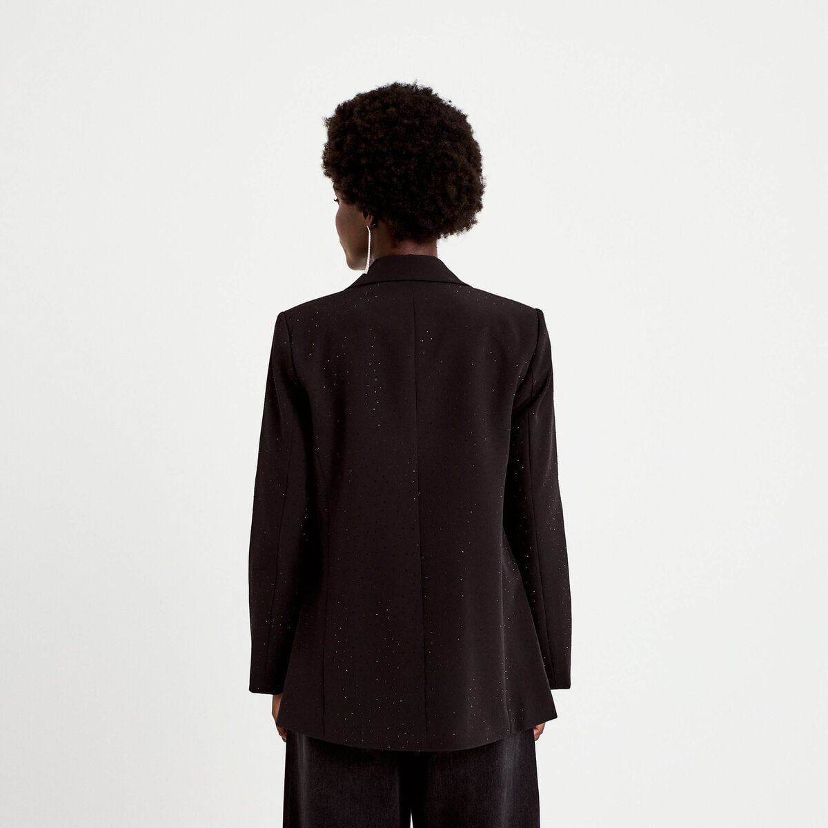 Blazer oversize brillant manches longues noir femme