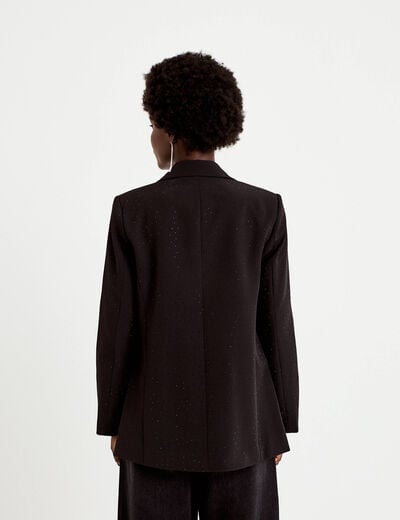 Blazer oversize brillant manches longues noir femme