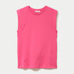 T-shirt col rond sans manches rose fushia femme