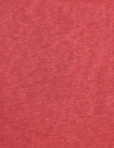 T-shirt col rond manches courtes brod&eacute; vieux rose femme