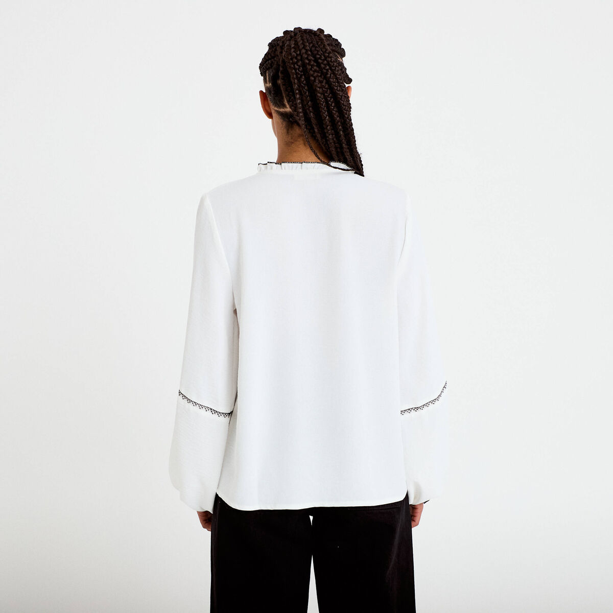 Blouse manches longues ecru femme