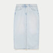 Jupe droite midi en jean 5 poches denim bleach femme
