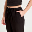 Pantalon large taille haute en cr&ecirc;pe noir femme